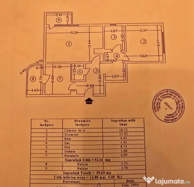 Comision Zero - 2 camere Calarasi 4, parter. Sup. totala 59. - Braila (Braila)