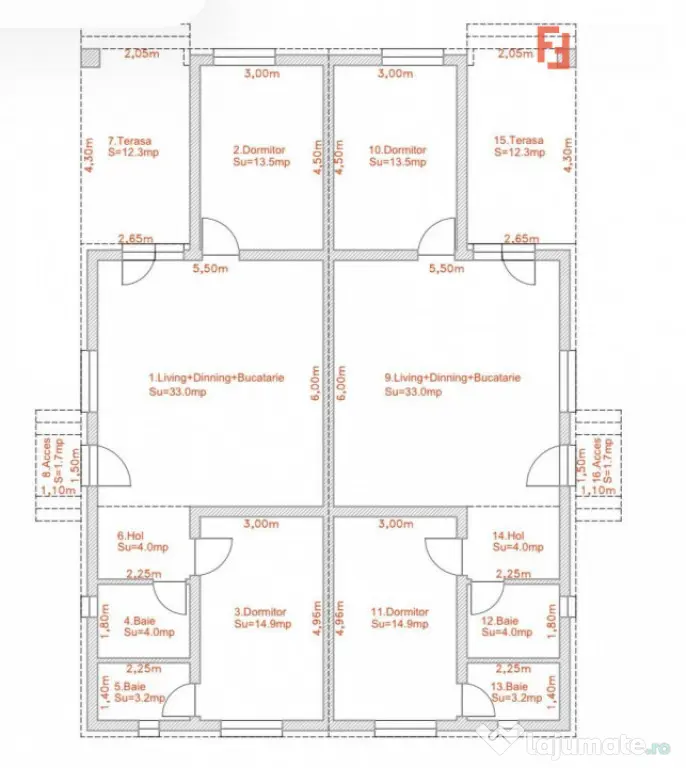 Duplex cu 3 camere | 350 mp teren | Sacalaz - Sacalaz (Timis)