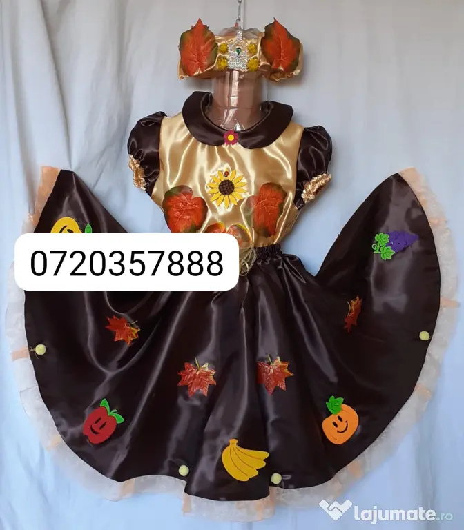 Costum Printesa toamnei pentru copii,7-8-9-10 ani