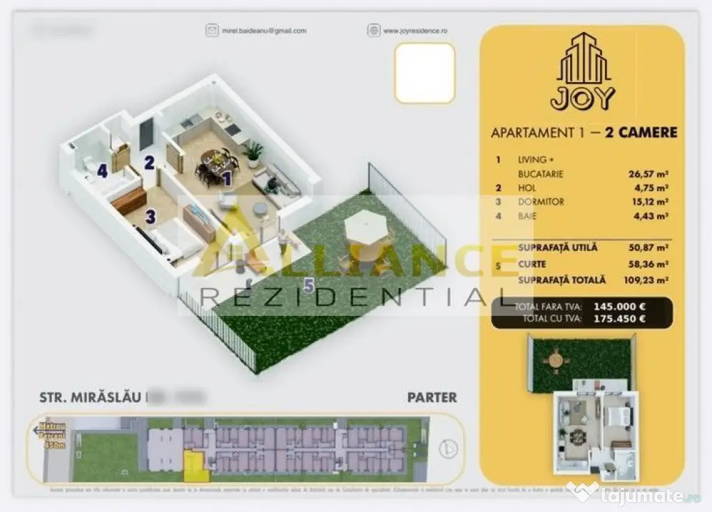 ???? 2 CAMERE PREMIUM 50,87 + GRĂDINĂ PRIVATĂ 58,36 MP | METROU BERCENI - Popesti Leordeni (Bucuresti-Ilfov)
