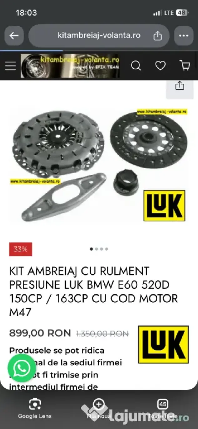 Vând Kit ambreiaj luk nou M47 e90 e60 e46 ocazie