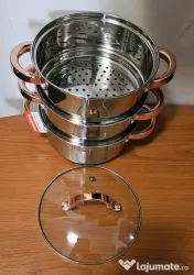 Oală pentru gătit la aburi 4 elemente, 18 cm, 2,5 Litri - nou