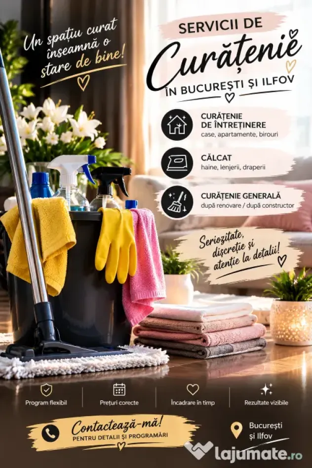 Servicii de curățenie și calcat București și Ilfov