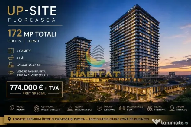Vânzare Apartament 4 Camere | Floreasca | UP-SITE | 172 mp | Etaj 15 | - Bucuresti (Bucuresti-Ilfov)