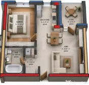 Apartament cu 2 camere și balcon în Terra Gardens. Comisio 