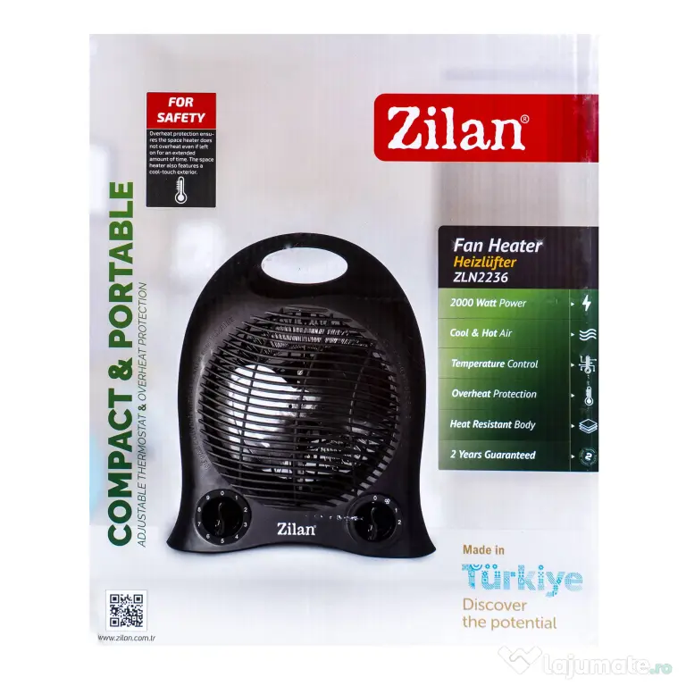 Aeroterma, putere 2000W, cu 2 nivele de putere si protectie impotriva supraincalzirii / ZLN 2236