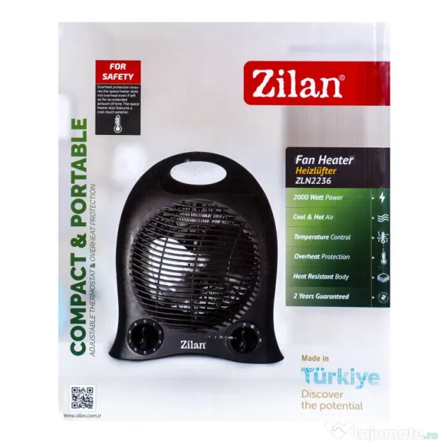 Aeroterma, putere 2000W, cu 2 nivele de putere si protectie impotriva supraincalzirii / ZLN 2236