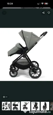 carucior 3 in 1 NOU din bumbac verde pal 