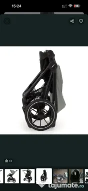 carucior 3 in 1 NOU din bumbac verde pal 