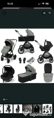 carucior 3 in 1 NOU din bumbac verde pal 