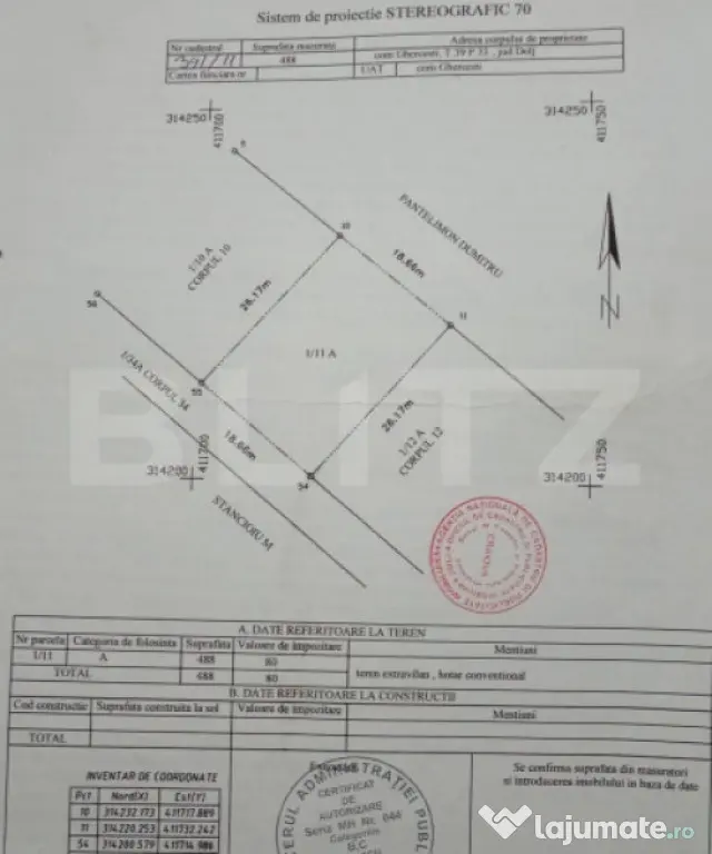 Teren intravilan 488 mp – Ghercești, zona Str. Aviatorilo - Ghercesti (Dolj)