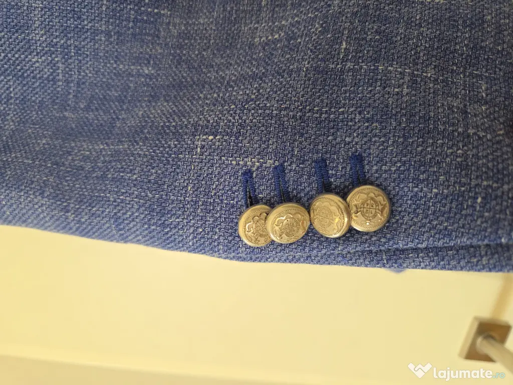 Sacou bărbătesc Adina Buzatu, albastru texturat, mărimea 48