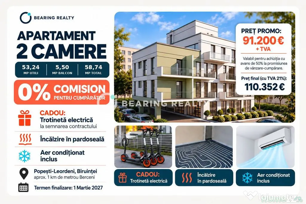 0% comision | 2 camere spatios | Bloc boutique | Popesti Leordeni - Popesti Leordeni (Bucuresti-Ilfov)