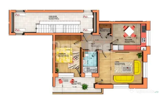 Apartament 2 camere | 62 mp | Stefan Baciu | 550 €/lună - Brasov (Brasov)