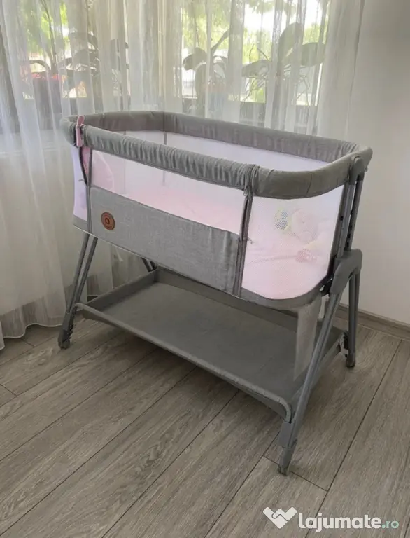 Patut co-sleeper, Lionelo, Luna, 2 in 1, Cu laterala culisanta.