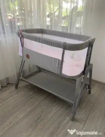 Patut co-sleeper, Lionelo, Luna, 2 in 1, Cu laterala culisanta.
