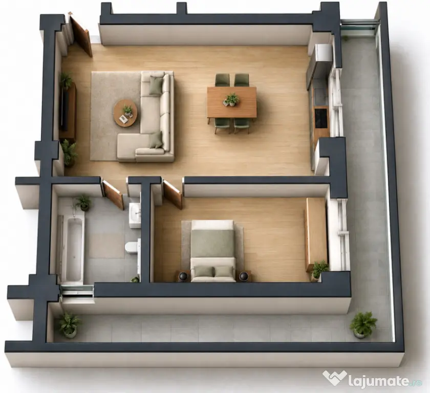 Apartament 2 camere open space Preajba - 0% comision la cump - Preajba (Dolj)