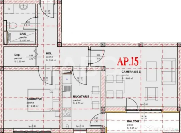 Apartament 2 camere decomandate balcon loc de parcare orient - Sibiu (Sibiu)