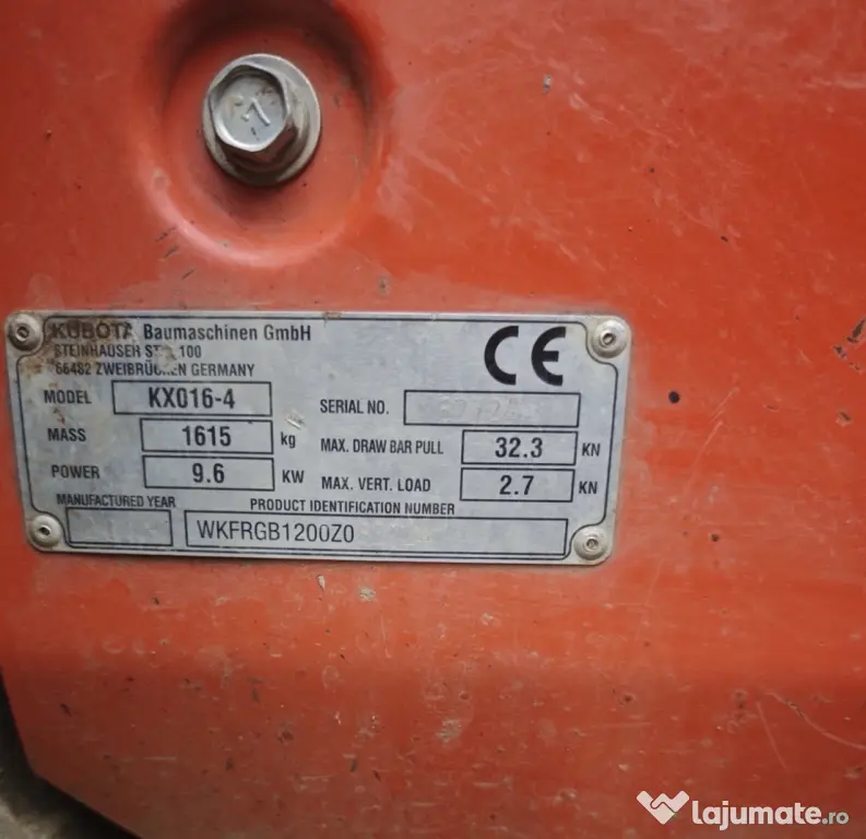 Miniexcavator utilaj Kubota Kx016-4 an 2018