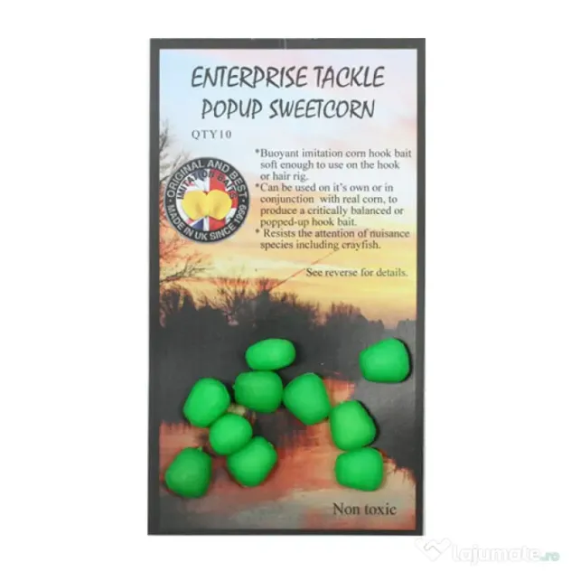 ENTERPRISE TACKLE POPUP SWEETCORN FLUORO GREEN 10buc.