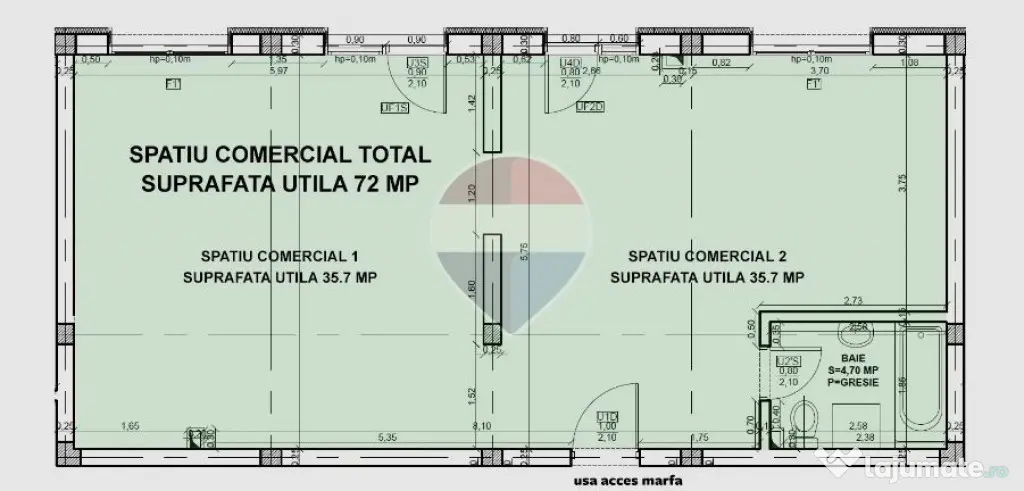 Spațiu comercial de 72mp de închiriat în zona Hipodrom 3 - Sibiu (Sibiu)