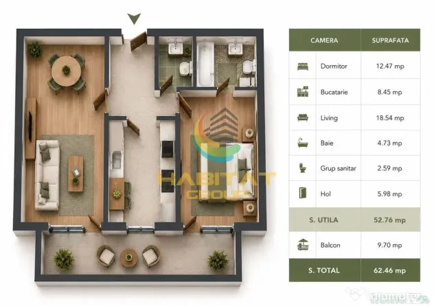 Apartament 2 camere - 2 bai - Premium - Bucuresti (Bucuresti-Ilfov)