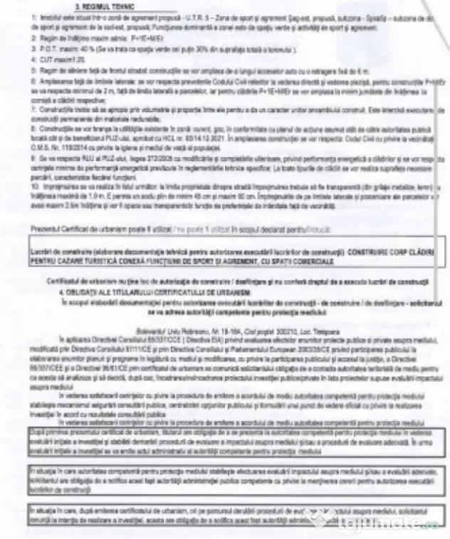Teren intravilan, 11412 mp, cazare turistica, sport, agremen - Sag (Timis)