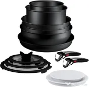 Set vase TEFAL Ingenio Excellence+,13 piese, 16-28cm, aluminiu, negru 