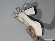 Pantofi eleganți de seară / ocazie cu toc gros și baretă cu perle, mărimea 40 