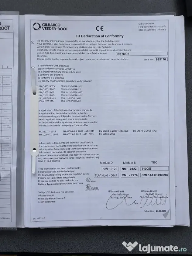 Pompa distributie carburanti pentru benzinarie