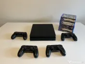 PlayStation 4 , 4 controlere, 10 jocuri, cabluri. 