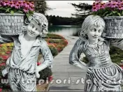 Statuete copii cu coșulețe, gri antichizat, model J3,J4. 