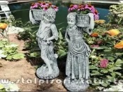 Statuete copii cu coșulețe, gri antichizat, model J3,J4. 