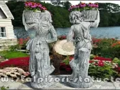 Statuete copii cu coșulețe, gri antichizat, model J3,J4. 