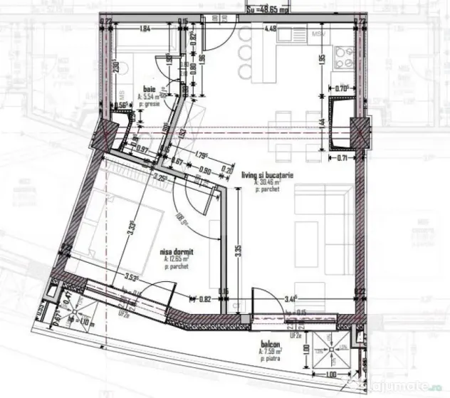 Apartament 2 camere, FINISAT, 49mp, zona Frunzisului