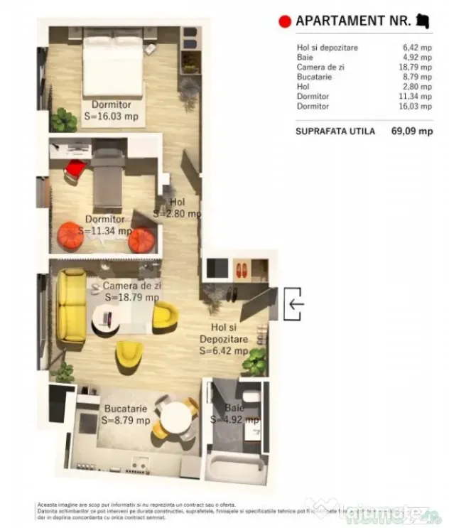 Apartament 3 camere, 69mp, zona Parcul Central - Cluj-Napoca (Cluj)