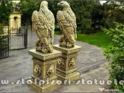 Set 2 statuete vulturi cu socluri, auriu antichizat. 