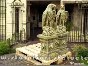 Set 2 statuete vulturi cu socluri, auriu antichizat. 