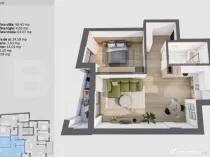 Apartament cu 2 camere, 58.42 mp, cu logie și finisaje prem