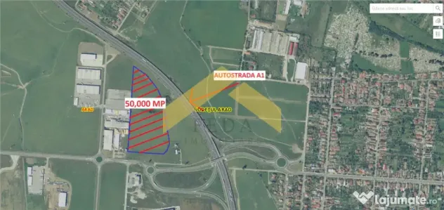 De teren intravilan 4,9 ha la coborare de pe autostrada spr