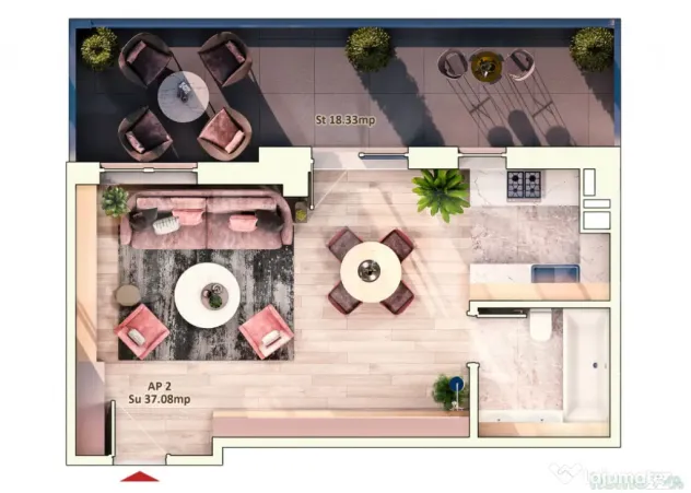 Apartament 1 Camera, 37 mp, Terasa 18 mp, Zona Dorobantilor - Cluj-Napoca (Cluj)