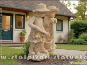 Set două statuete grădinari, galben patinat, model S90. 