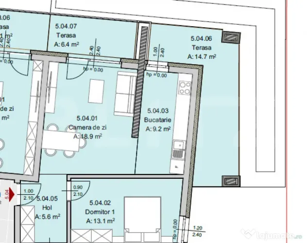 Apartament 2 camere, 52 mp, Terasa 21 mp, Imobil Nou, Semice