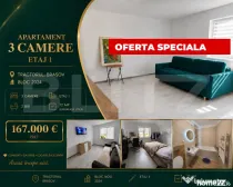 Apartament de 3 camere | Tractorul | Etaj 1 | Parcare inclus