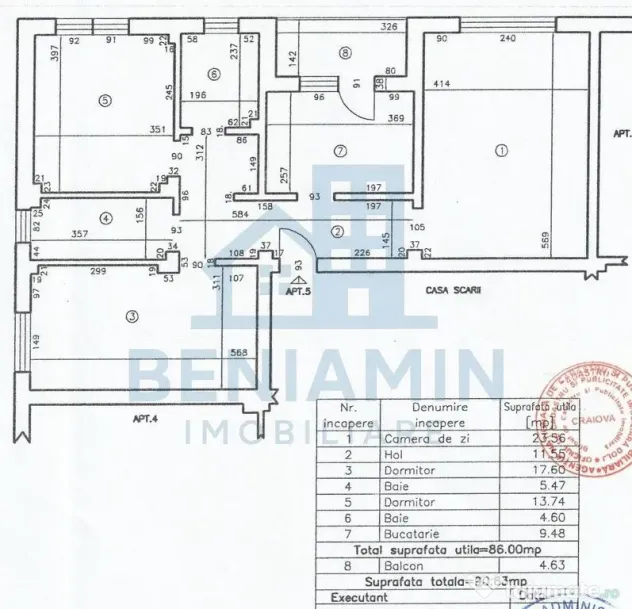 Apartament 3 camere decomandat etaj 1 an 2009 centrala pa...