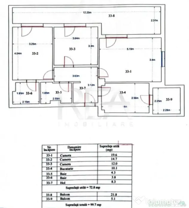 3 camere Titan decomandat, centrală, an 2022, 100 mp