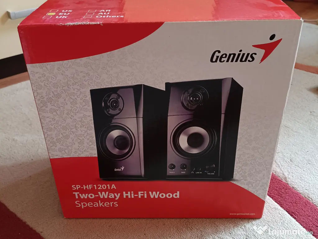 Boxe 2.0 Stereo GENIUS SP-HF1201A, putere 2x30W RMS, 2 căi, lemn - NOU / SIGILAT