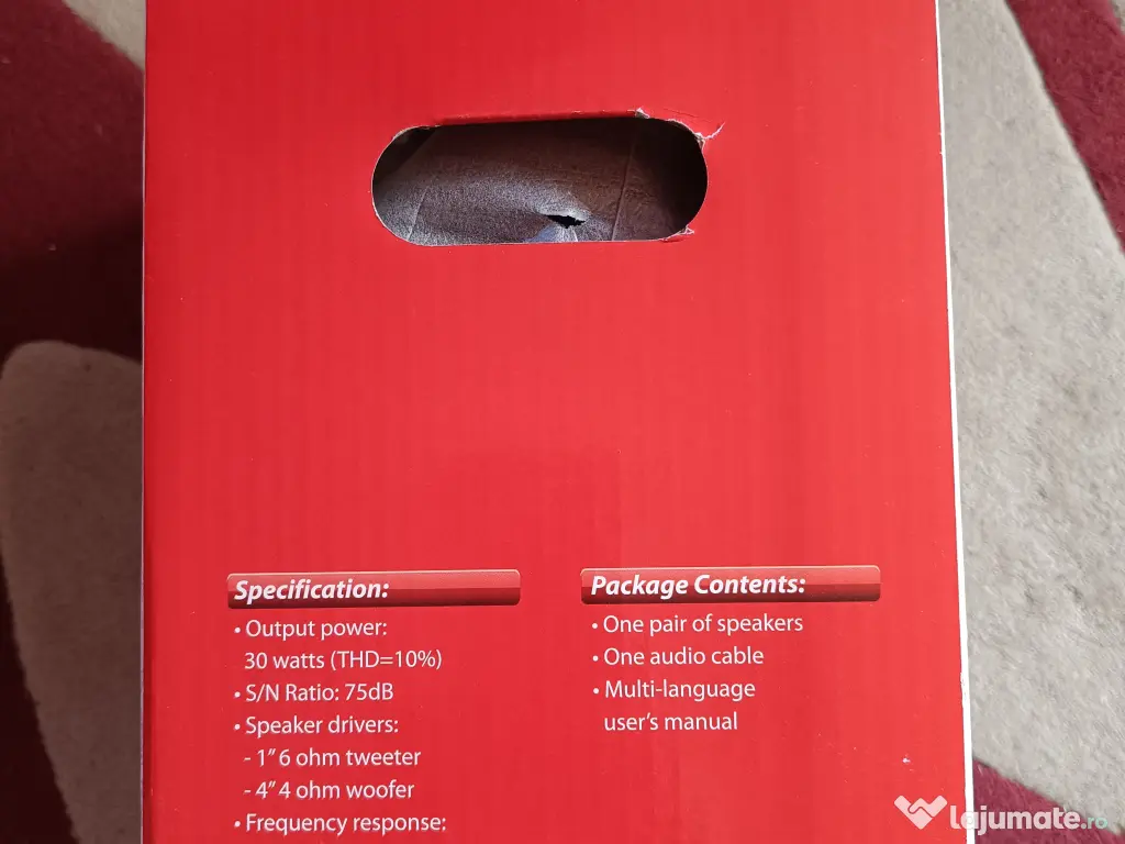 Boxe 2.0 Stereo GENIUS SP-HF1201A, putere 2x30W RMS, 2 căi, lemn - NOU / SIGILAT