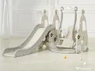 Ansamblu de joaca cu leagan, tobogan, piscina cu bile, cos baschet Gri