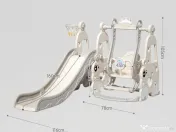 Ansamblu de joaca cu leagan, tobogan, piscina cu bile, cos baschet Gri 